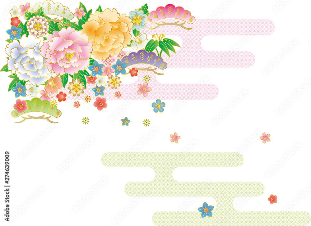 和風の花とエ霞 背景素材 ベクターイラスト Stock Vector Adobe Stock 和風の花とエ霞 背景素材 ベクターイラスト Stock Vector Adobe Stock