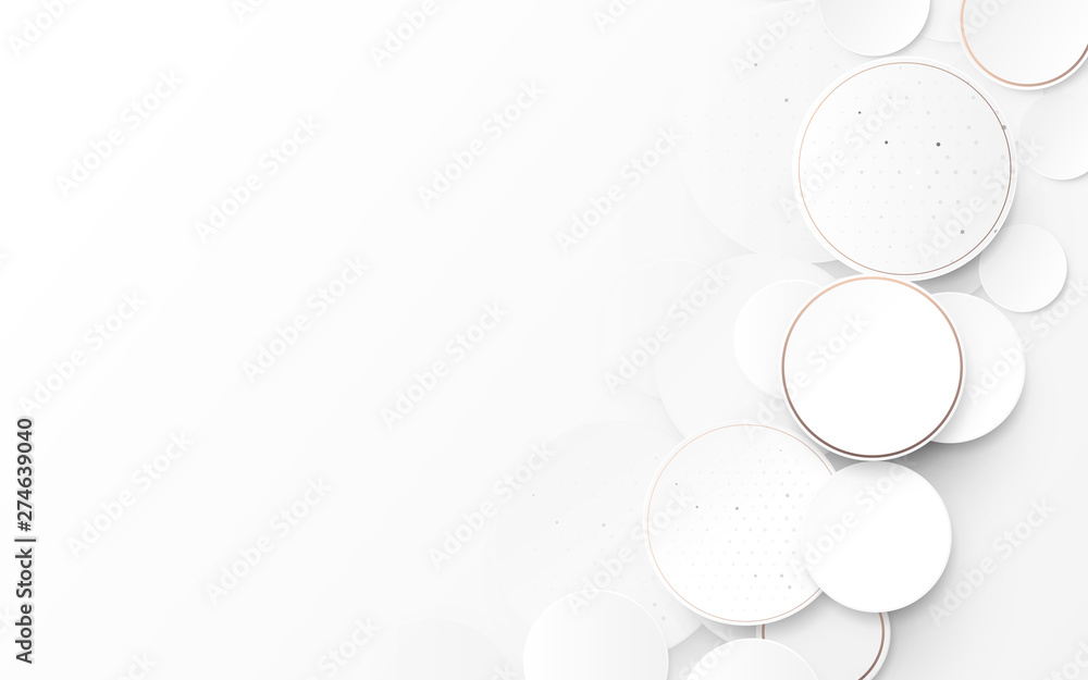 Abstract circles white and gray modern background. Vector Illustration