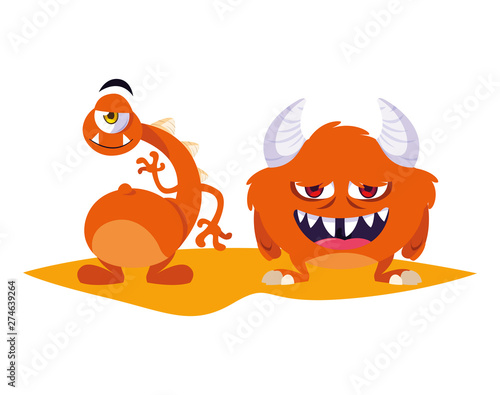 funny monsters comic characters colorful