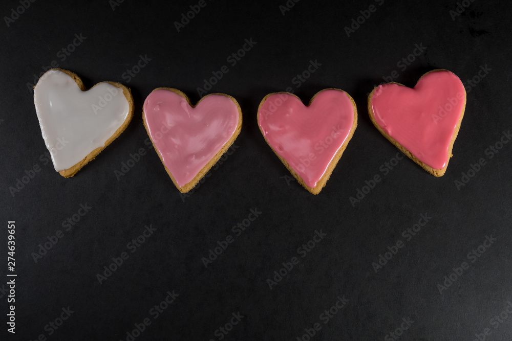 Bending Line of Frosted Heart Cookies Bending Line of Frosted Heart Cookies