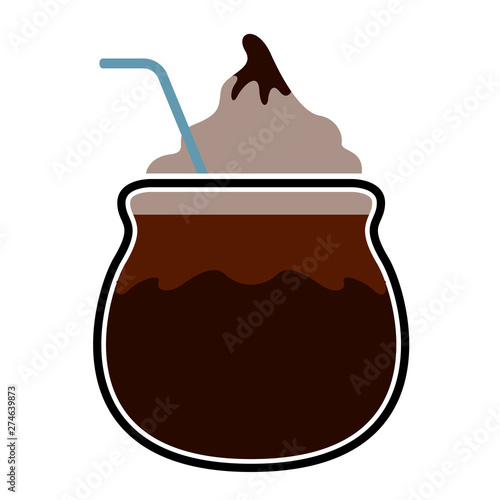 Isolated frappe with a straw icon - Vector