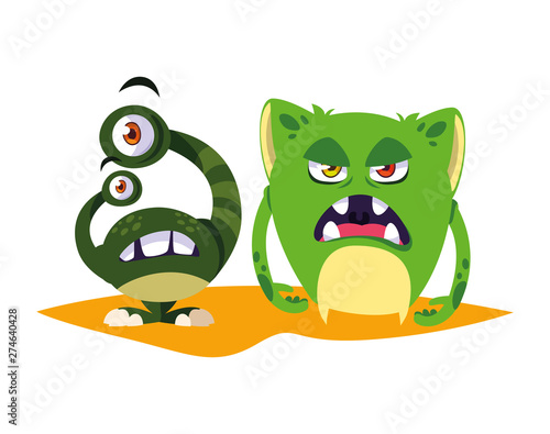 funny monsters comic characters colorful