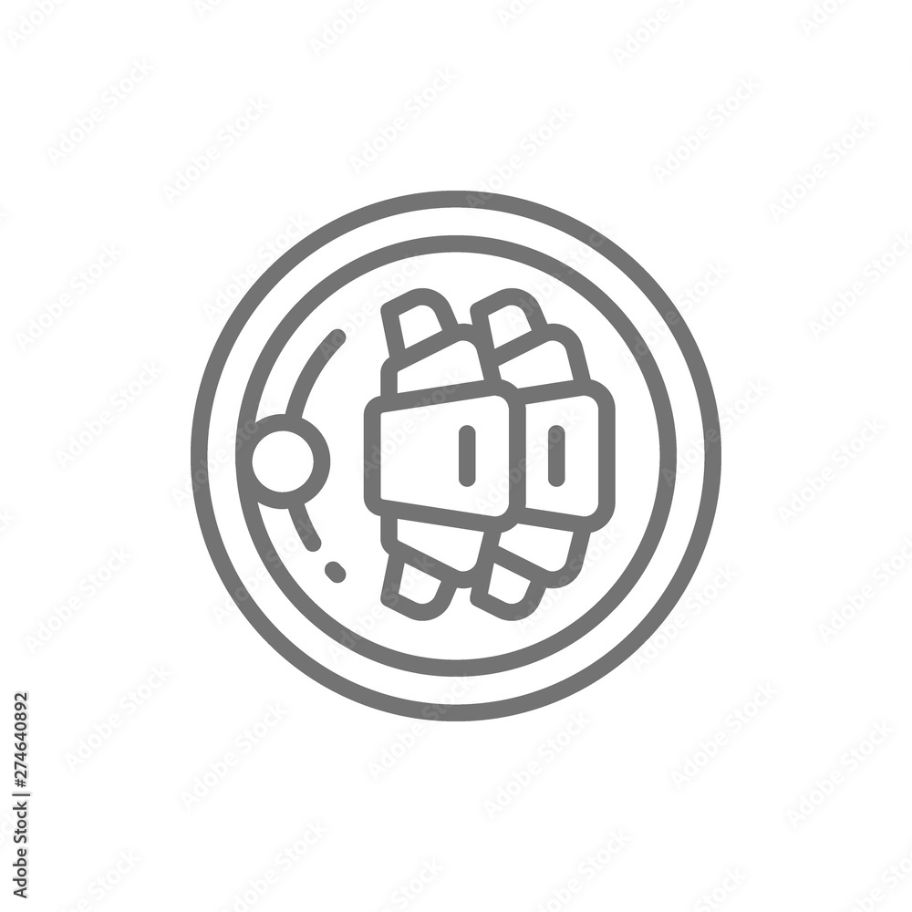 Croissants on plate, french breakfast line icon. Croissants on plate, french breakfast line icon.