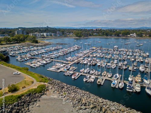 Oak Bay marina areal boats from drone