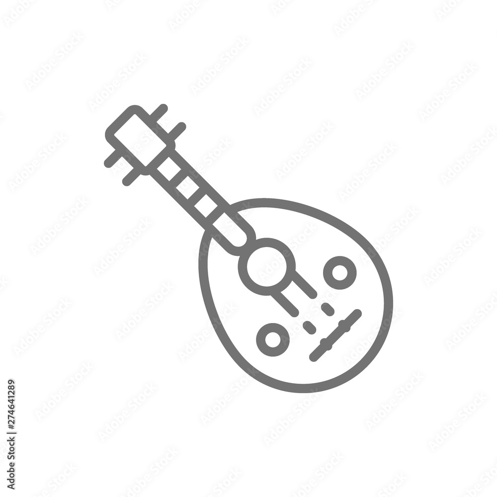 Oud, arab traditional music instrument line icon. Oud, arab traditional music instrument line icon.