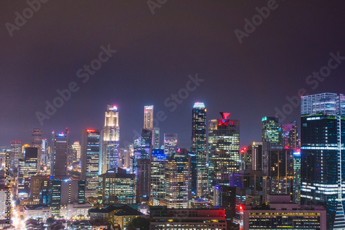 Singapore tall buildings at night