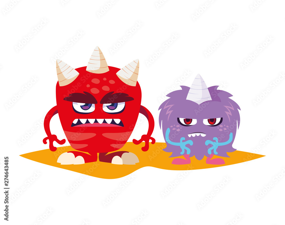 funny monsters couple comic characters colorful funny monsters couple comic characters colorful