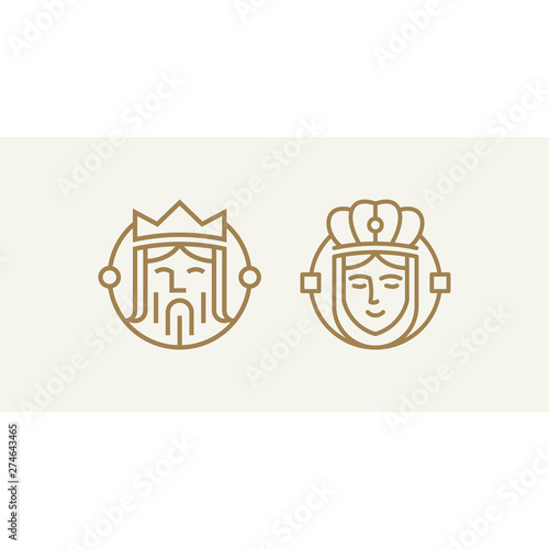 king and queen vector icon logo design