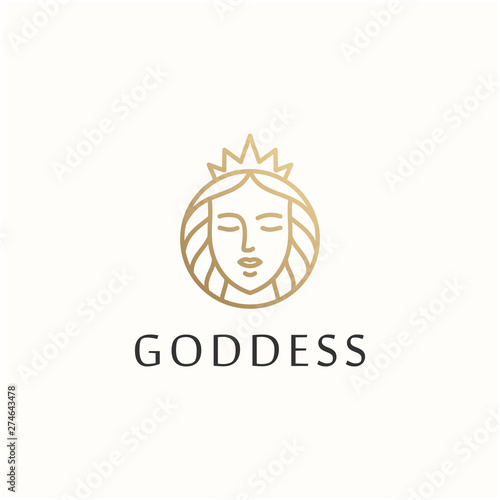 beautiful goddess outline vector logo design