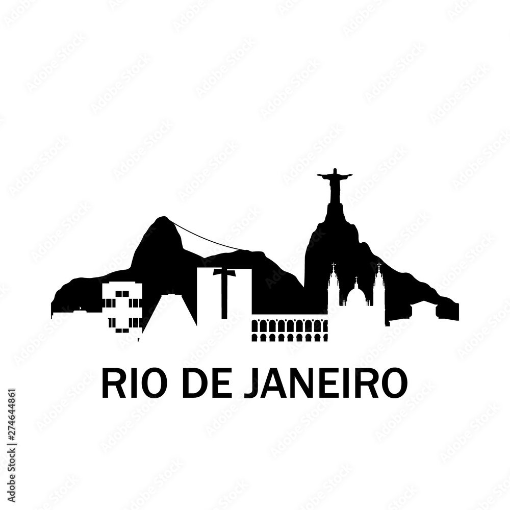 Vetor de Rio de Janeiro city skyline. Negative space city silhouette