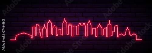 Fototapeta Czerwony neon panoramę miasta Atlanta. Jasny długi baner Atlanta. Ilustracja wektorowa.
