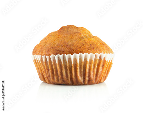 Banana cup cake isolated on white background