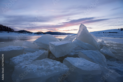 Winter landscape Snow area of Mongolia