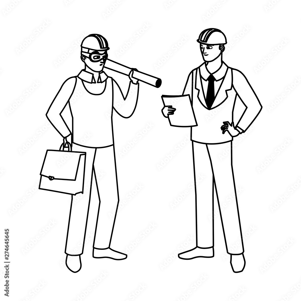 architect builder with engineer characters architect builder with engineer characters