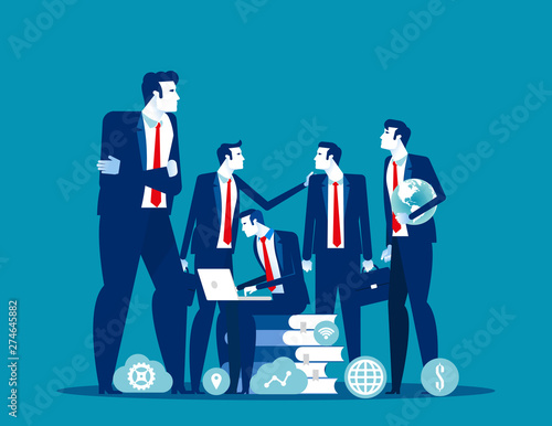 Office team With partnership and support. Concept business vector illustration, Colleague, Group of people.
