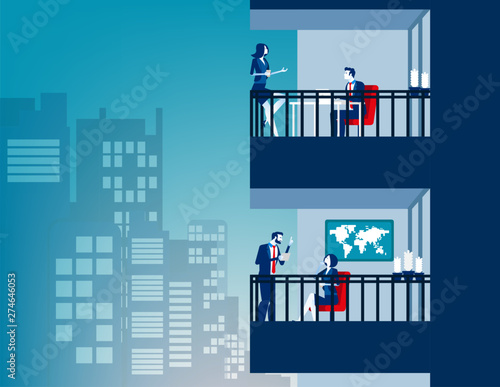 Business people with working life in the city. Concept business vector illustration, Lifestyle,  Urban society, Social.