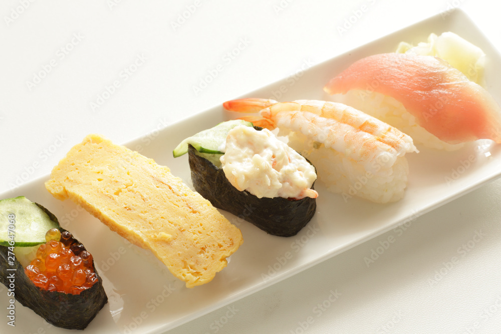Japanese food, assorted gourmet sushi Japanese food, assorted gourmet sushi