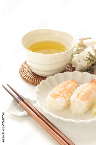 Japanese sushi on dish for gourmet food image