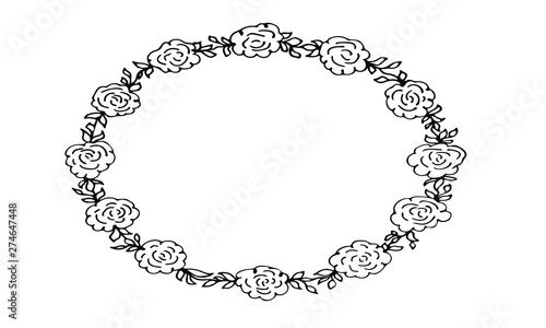 Hand drawn floral frame, doodles