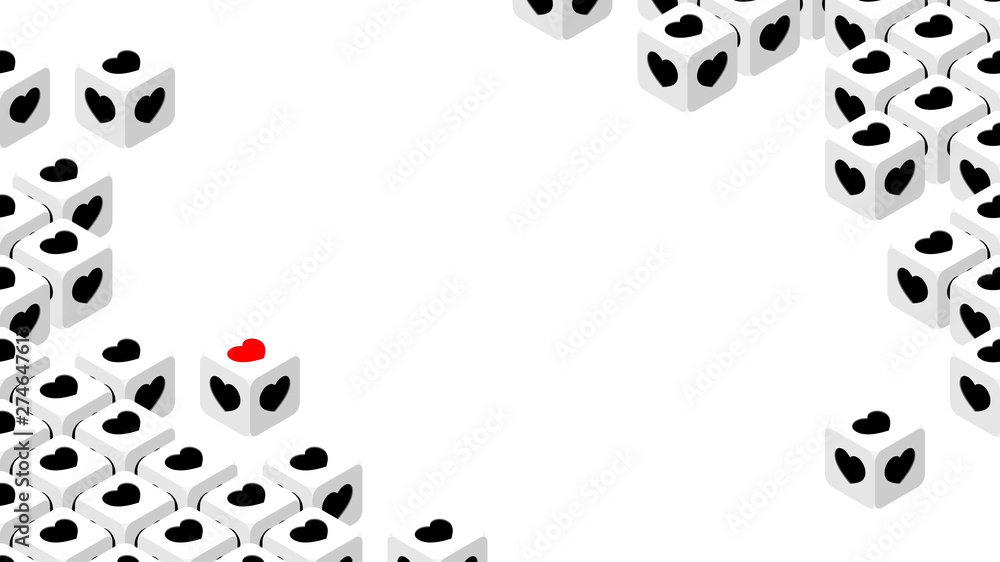 3D isometric Dice with heart symbol, Valentine's day Love and Risk concept design illustration isolated on white background with copy space, vector eps 10 3D isometric Dice with heart symbol, Valentine's day Love and Risk concept design illustration isolated on white background with copy space, vector eps 10