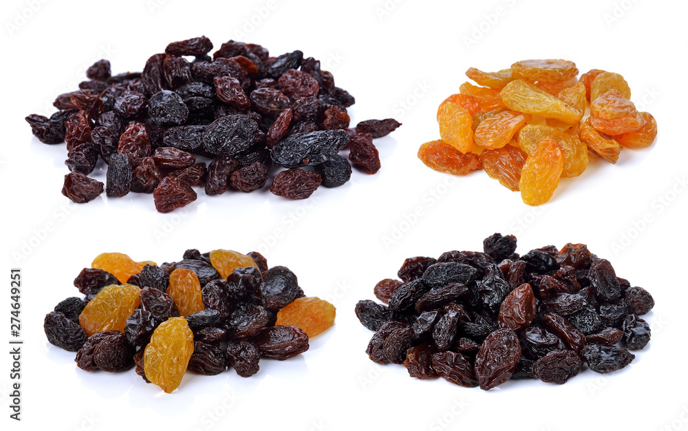 Dried raisins on a white background Dried raisins on a white background