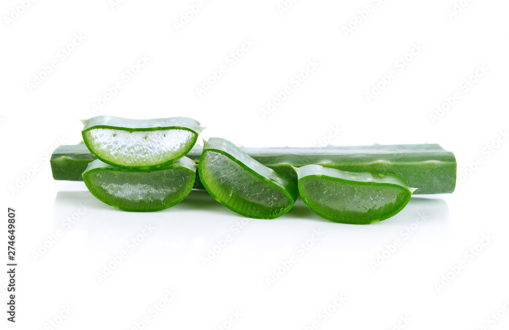 freshly sliced Aloe Vera on white background freshly sliced Aloe Vera on white background