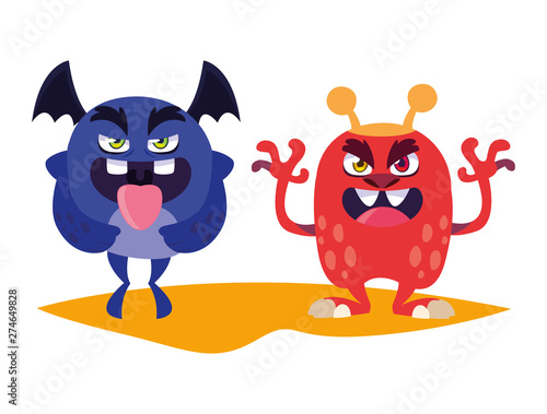 funny monsters comic characters colorful