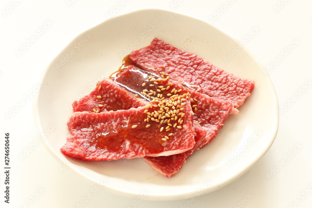 Korean food, marble beef for barbecue cooking image