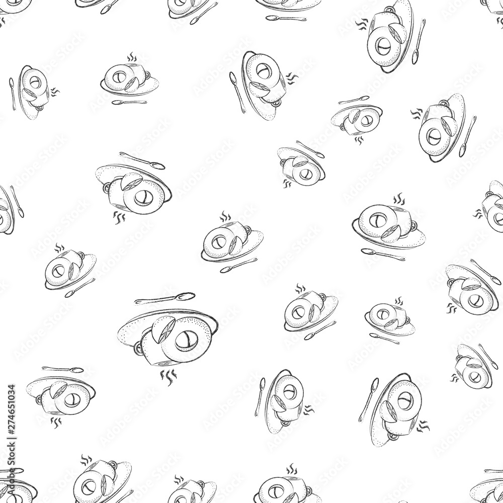 Obraz premium Hand drawn seamless pattern with breakfast