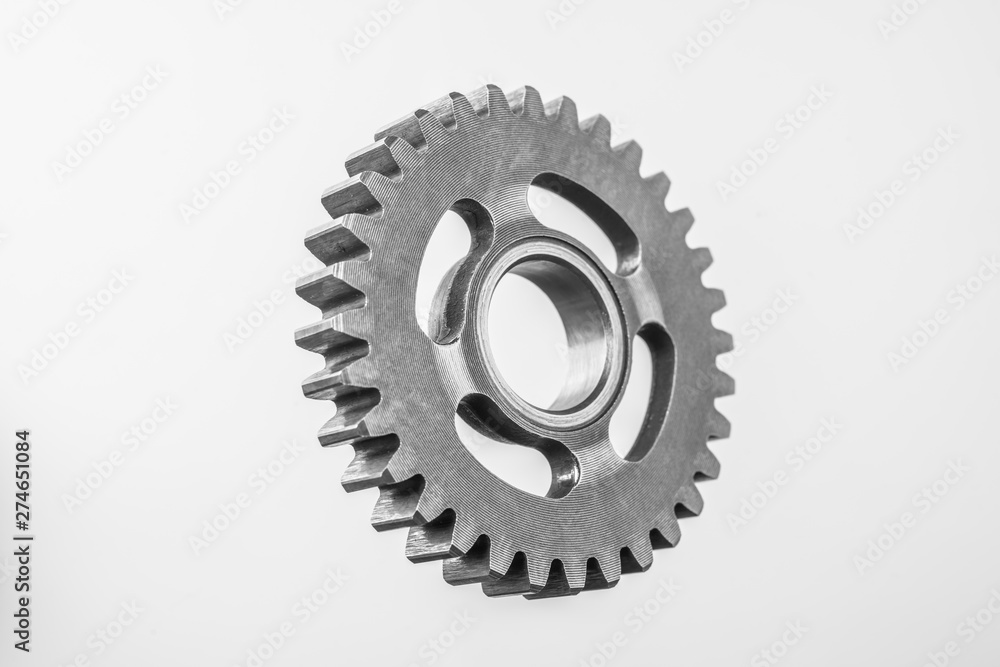 top view of metal gear isolated on white top view of metal gear isolated on white