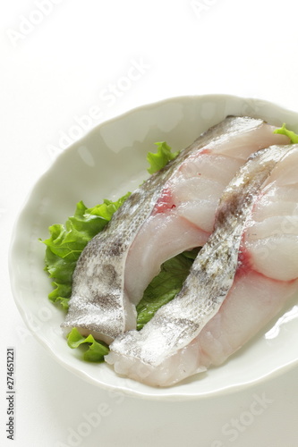 Freshness cod fish on lettuce for prepared food image photo