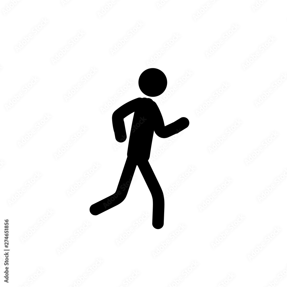 silhouette of man running on white background