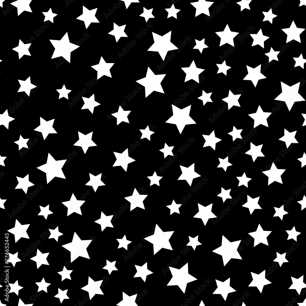 Star seamless pattern. Black and white retro background. Chaotic elements. Abstract geometric shape texture. Effect of sky. Design template for wallpaper,wrapping, textile. Vector Illustration Star seamless pattern. Black and white retro background. Chaotic elements. Abstract geometric shape texture. Effect of sky. Design template for wallpaper,wrapping, textile. Vector Illustration