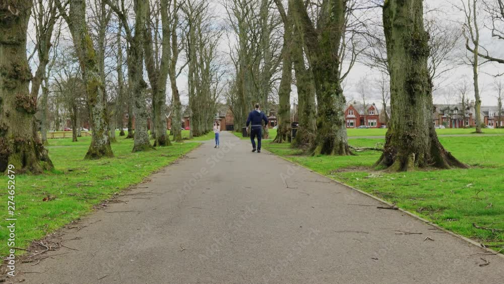 Dad catching-up with Daughter in the park