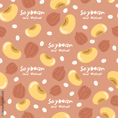 Soybean with cereal grains seamless pattern : Vector Illustration