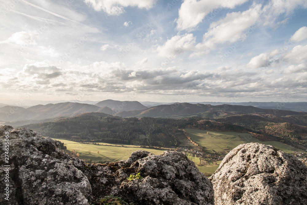 view from Zibrid hill in Sulovske vrchy mountains in Slovakia