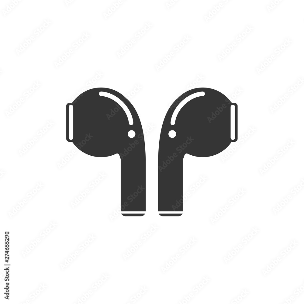 Wireless earphones icon template black color editable. Wireless