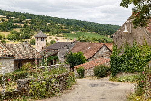 Street of medieval Blanot village, Saone-et-Loire, France