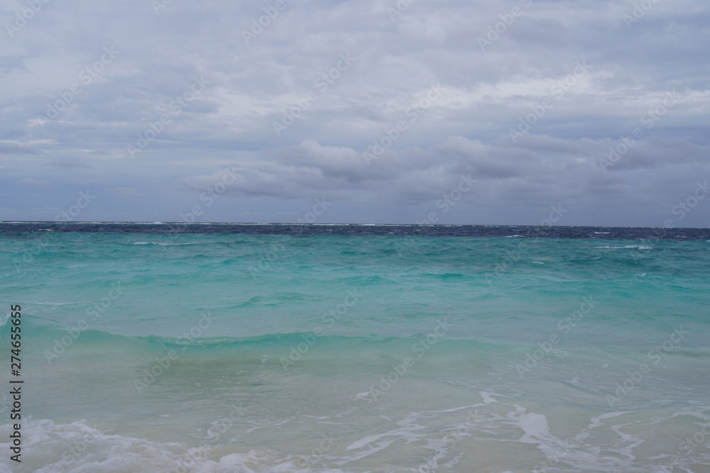 View of the sky and the Indian Ocean in cloudy weather