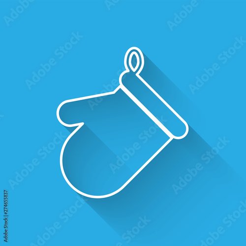 White Oven glove line icon isolated with long shadow. Kitchen potholder sign. Cooking glove. Vector Illustration