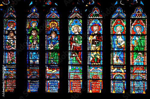 Stained glass lancet windows of prophets (pre April 2019 fire), Notre Dame de Paris, Paris, France 