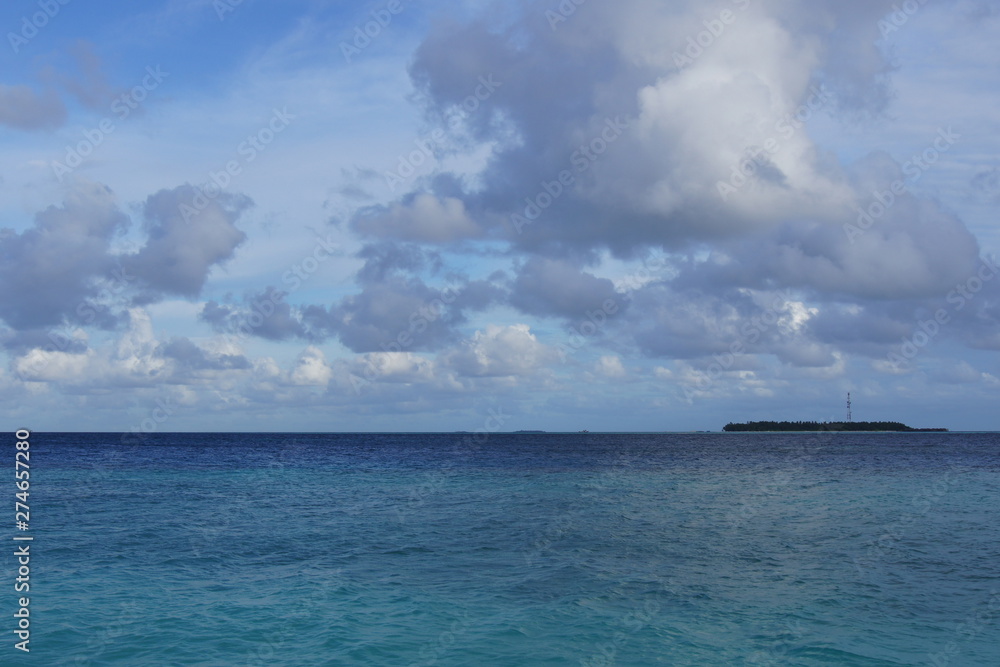 View of the sky and the Indian Ocean in cloudy weather View of the sky and the Indian Ocean in cloudy weather