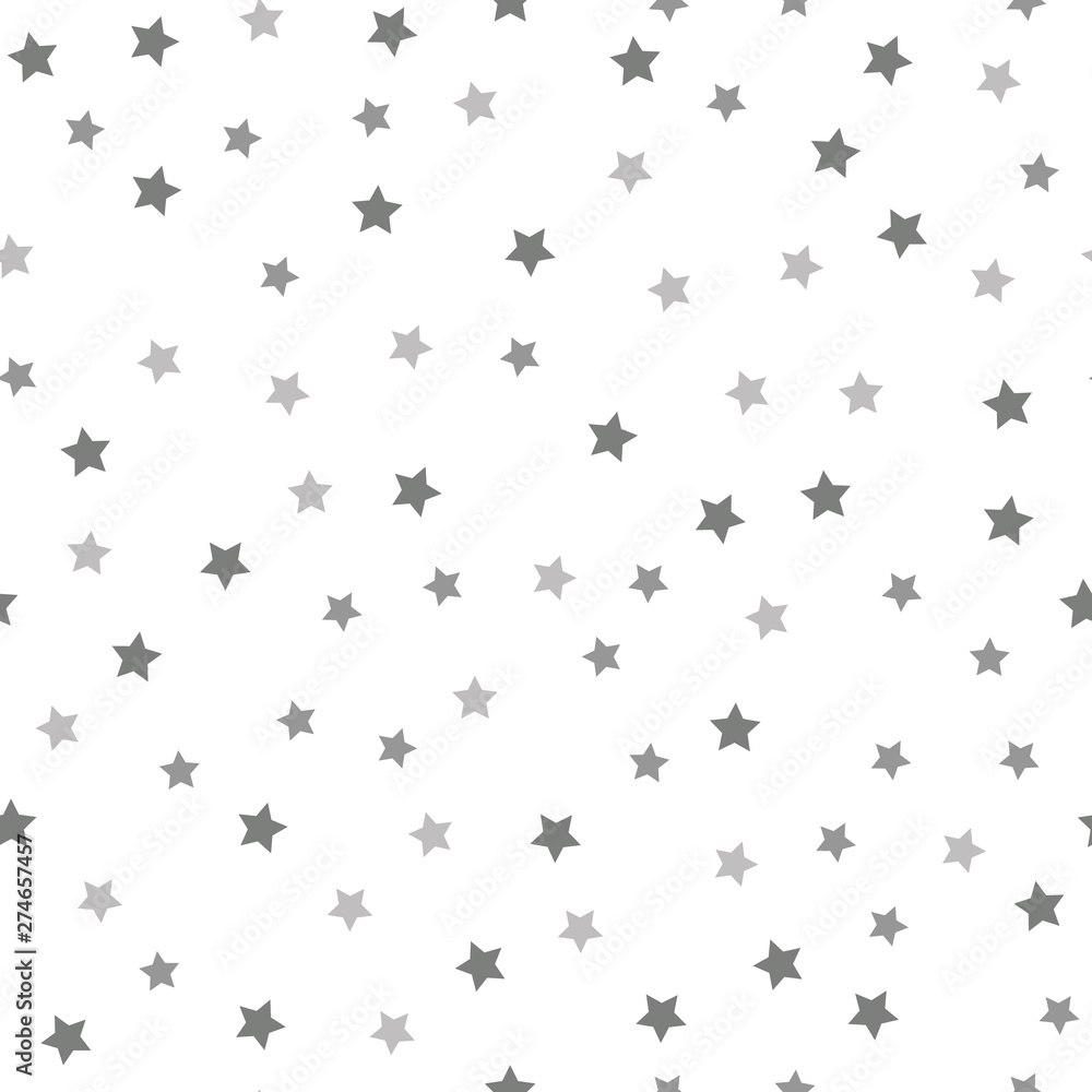 Star seamless pattern. White and black retro background. Chaotic elements. Abstract geometric shape texture. Effect of sky. Design template for wallpaper,wrapping, textile. Vector Illustration.