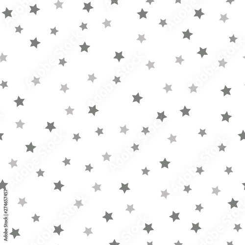 Star seamless pattern. White and black retro background. Chaotic elements. Abstract geometric shape texture. Effect of sky. Design template for wallpaper,wrapping, textile. Vector Illustration.