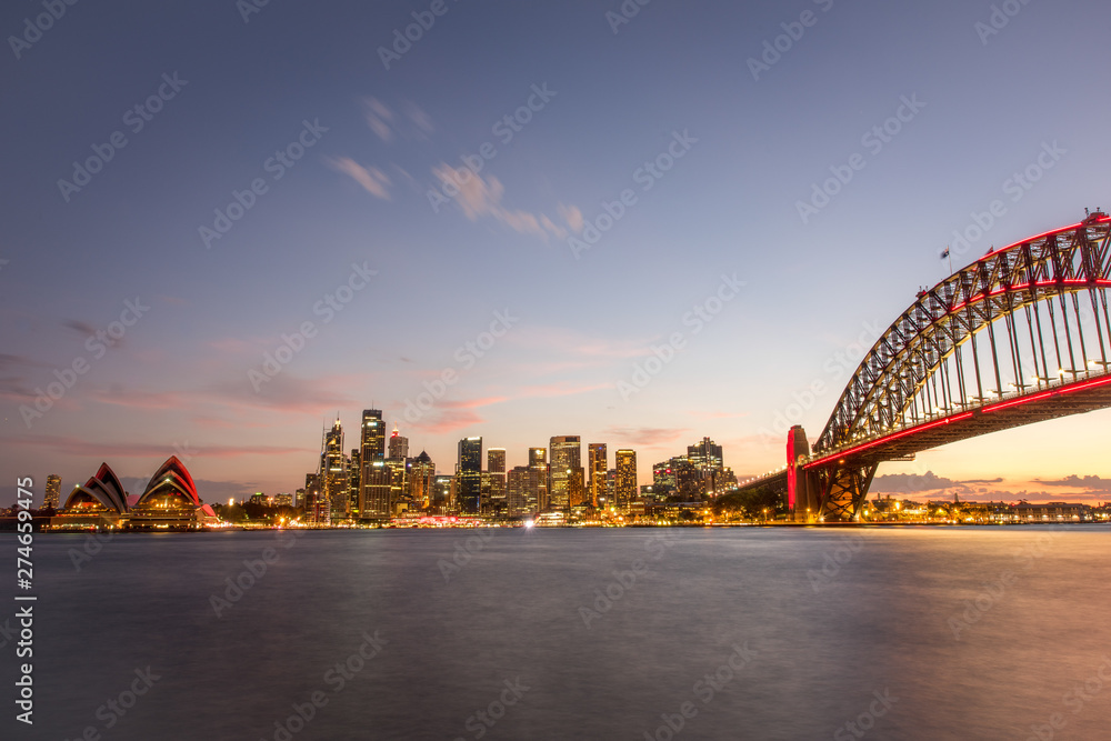 Obraz premium Sydney Harbour and Bridge Long Exposure Sunset