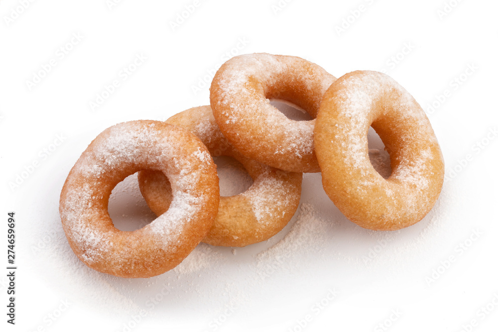 Homemade classic donuts on a white background. Homemade classic donuts on a white background.