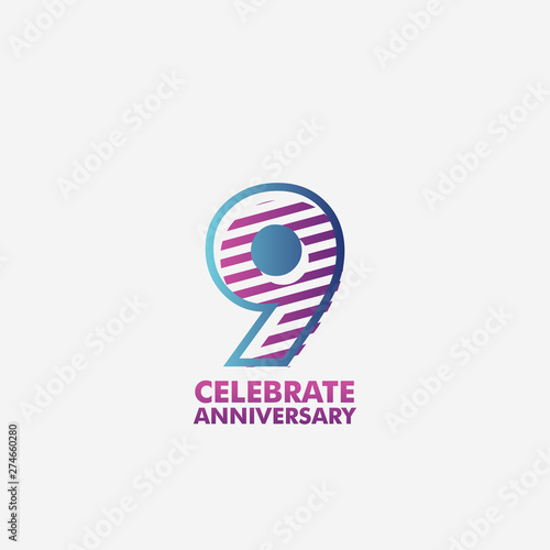 9 years anniversary celebration vector template design illustration