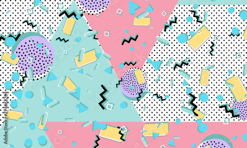 Memphis pattern. Geometric shapes. Hipster style