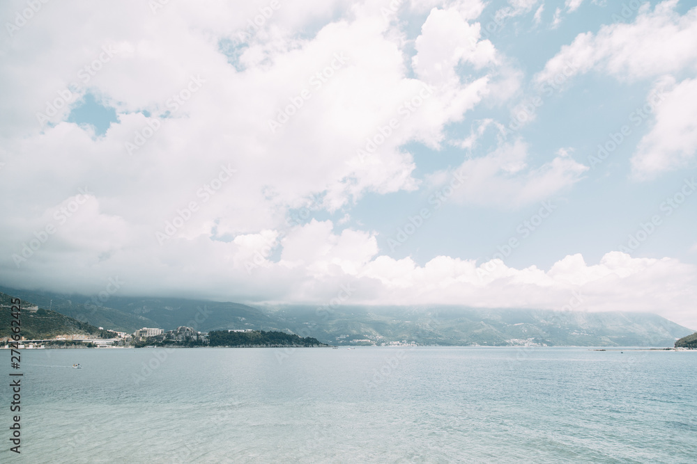 Sunny beaches and historical attractions. Panoramic views in Budva, Montenegro. Sunny beaches and historical attractions. Panoramic views in Budva, Montenegro.