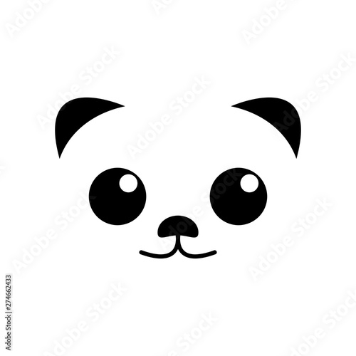 Cute black panda on white background, vector